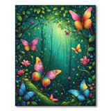 ODIKA Enchanted Forest Butterfly Washable Rug - Colorful Non-Slip Low Pile Nursery Carpet