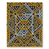 Navy and Gold Intricate Geometric Arabesque Area Rug