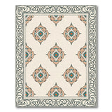 Cream Teal Persian Medallion Area Rug