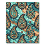 Teal Paisley Area Rug with Orange Accents