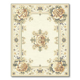 Ivory Peony Medallion Persian Rug