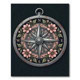Vintage Floral Compass Rose Area Rug