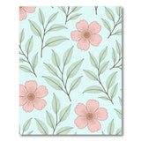 Blush Pink Floral Teal Pattern Area Rug