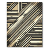 Distressed Geometric Stripe Area Rug in Black Grey