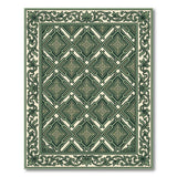 Green Geometric Lattice Diamond Area Rug