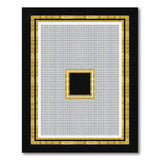 Gold-Framed Geometric Grid Area Rug
