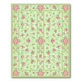 Vintage Pink Rose Vine Light Green Area Rug
