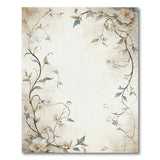 Delicate White Blossom Vine Beige Area Rug