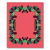 Ornate Teal Leaf Maroon Bud Border Pink Rug