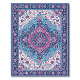 Vibrant Persian Medallion Area Rug in Blues and Pinks
