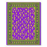 Purple Fleur-de-Lis Area Rug with Ornate Green Border