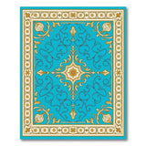 Ornate Teal Persian Area Rug with Gold Floral Motifs