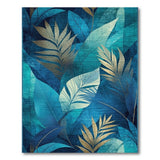 Blue Teal Gold Leaf Area Rug