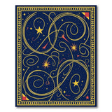 Celestial Gold Swirl Star Navy Area Rug