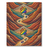 Rainbow Paw Trail Abstract Area Rug