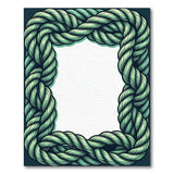 Teal Twisted Rope Border Area Rug