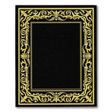 Gold and Silver Elegant Black Area Rug with Gold Ornate Border