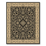 Gold and Silver Ornate Black and Gold Persian Area Rug