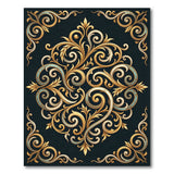 Opulent Gold Baroque Ornamental Area Rug