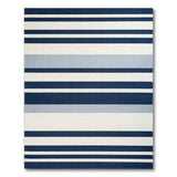 Navy and White Striped Coastal Beach Rug