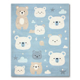 Adorable Blue Cartoon Bear Kids Area Rug