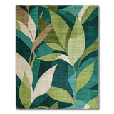 Green Abstract Green Leaf Area Rug