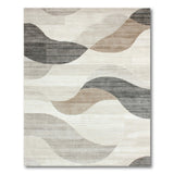Beige and Neutral Abstract Wave Beige Area Rug