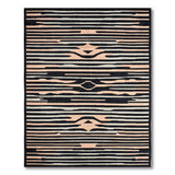 Black Grey Peach Geometric Stripe Area Rug