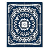 Blue and Teal Navy Mandala Persian Area Rug with Ornate Borders