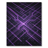 Purple Neon Grid Geometric Area Rug