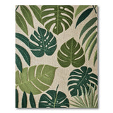 Green Boho Chic Lush Green Monstera Leaves Area Rug