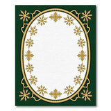 Elegant Green Gold Snowflake Ornate Area Rug