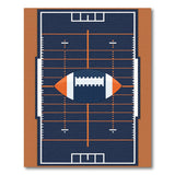 Navy Football Field Area Rug with Orange Accents