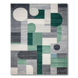 Grey Modern Geometric Grey Green Area Rug