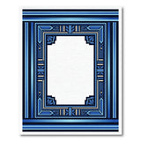 Blue Art Deco Geometric Border Rug
