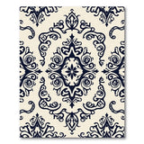 Floral Vintage Elegant Black Damask Floral Area Rug