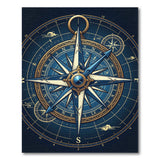 Vintage Compass Rose Blue Area Rug