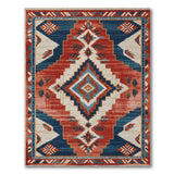 Southwestern Red Blue Geometric Diamond Area Rug