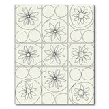 Black White Daisy Outline Floral Area Rug