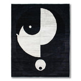 Abstract Yin-Yang Black White Geometric Rug