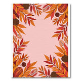 Pink Center with Fiery Leaf Border Area Rug
