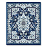 Traditional Persian Blue and Teal Navy Blue Persian Medallion Area Rug
