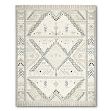 Beige Geometric Heritage Tribal Fringe Rug
