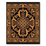 Gold and Silver Ornate Black Gold Floral Medallion Rug
