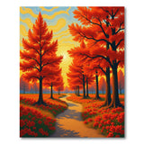 Fiery Red Autumn Forest Path Area Rug