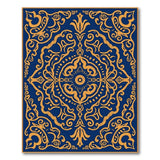Navy Blue Gold Persian Medallion Area Rug