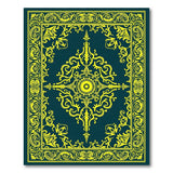 Blue and Teal Teal Gold Ornate Medallion Area Rug
