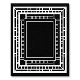 Black White Geometric Nested Frame Area Rug