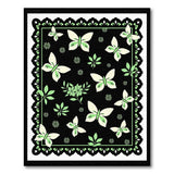 Vintage Green Butterfly Floral Area Rug