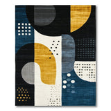 Modern Geometric Navy Gold Abstract Area Rug